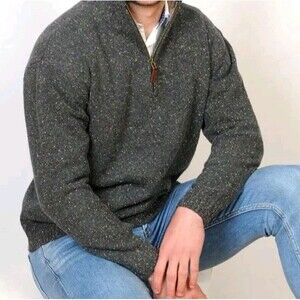 Aran Mills half-zip Irish Lambs Wool Men's Sweater Size XXL